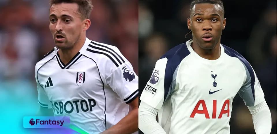 Fulham and Tottenham players during match action