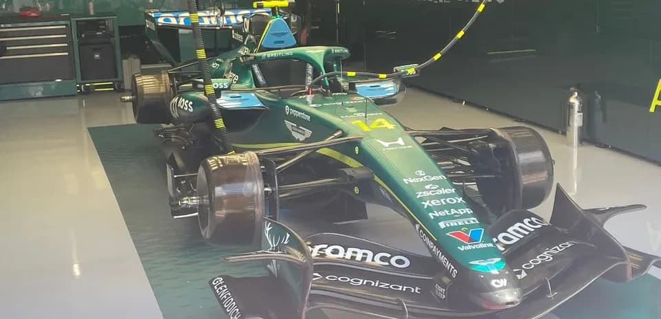 Aston Martin Formula 1 car in the garage