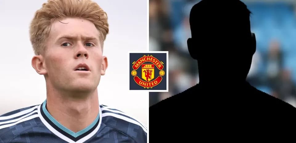 Futbolchi Manchester United formasida, qora siluet