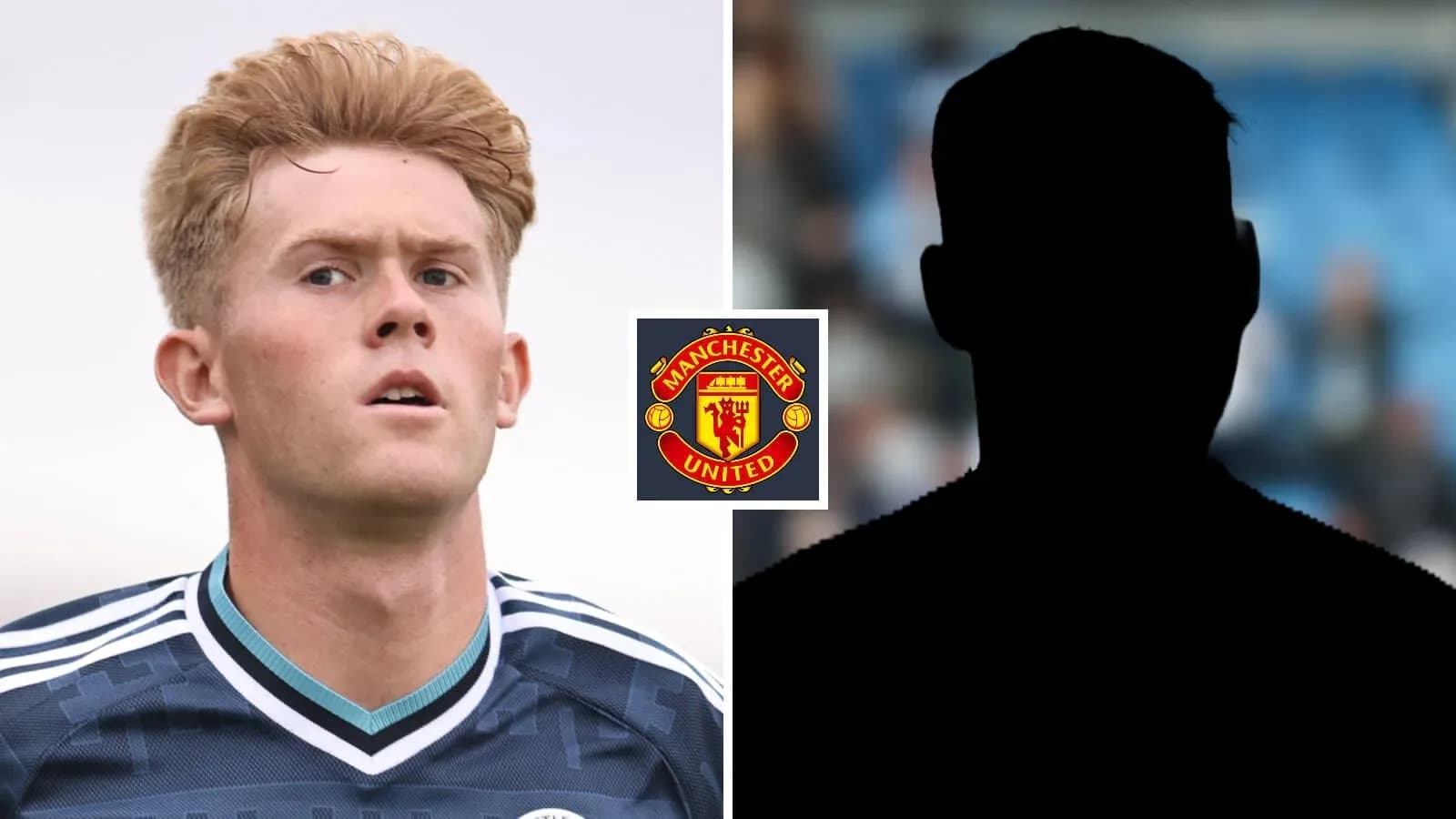 Futbolchi Manchester United formasida, qora siluet