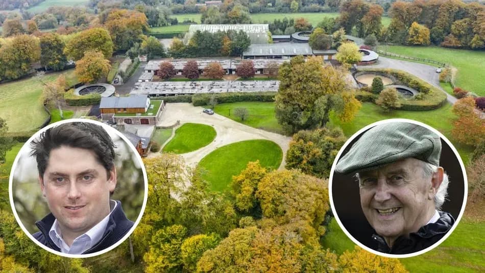 Aerial view of training facility with two people