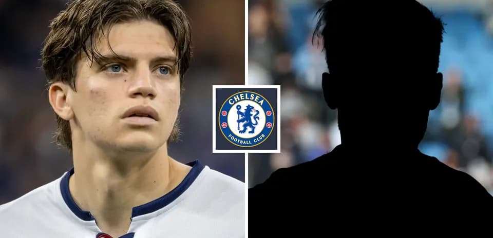 Young player alongside Chelsea FC logo and silhouette