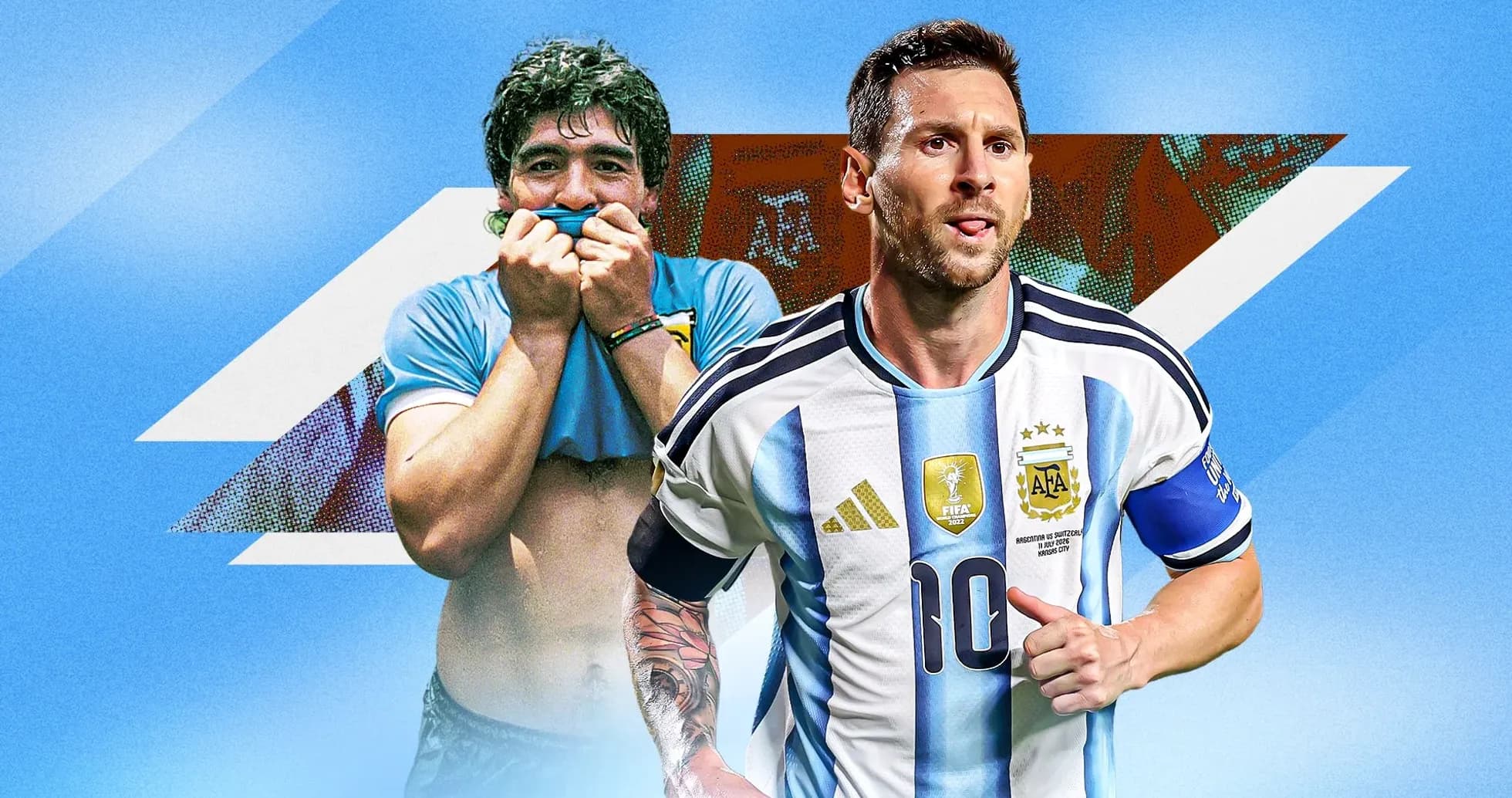 Diego Maradona and Lionel Messi in Argentina jerseys