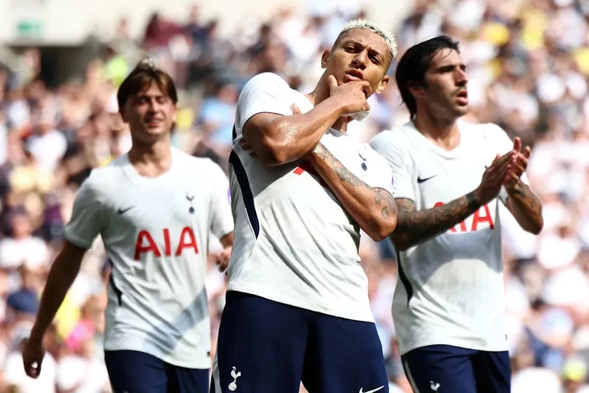 Tottenham players celebrating a goal during match