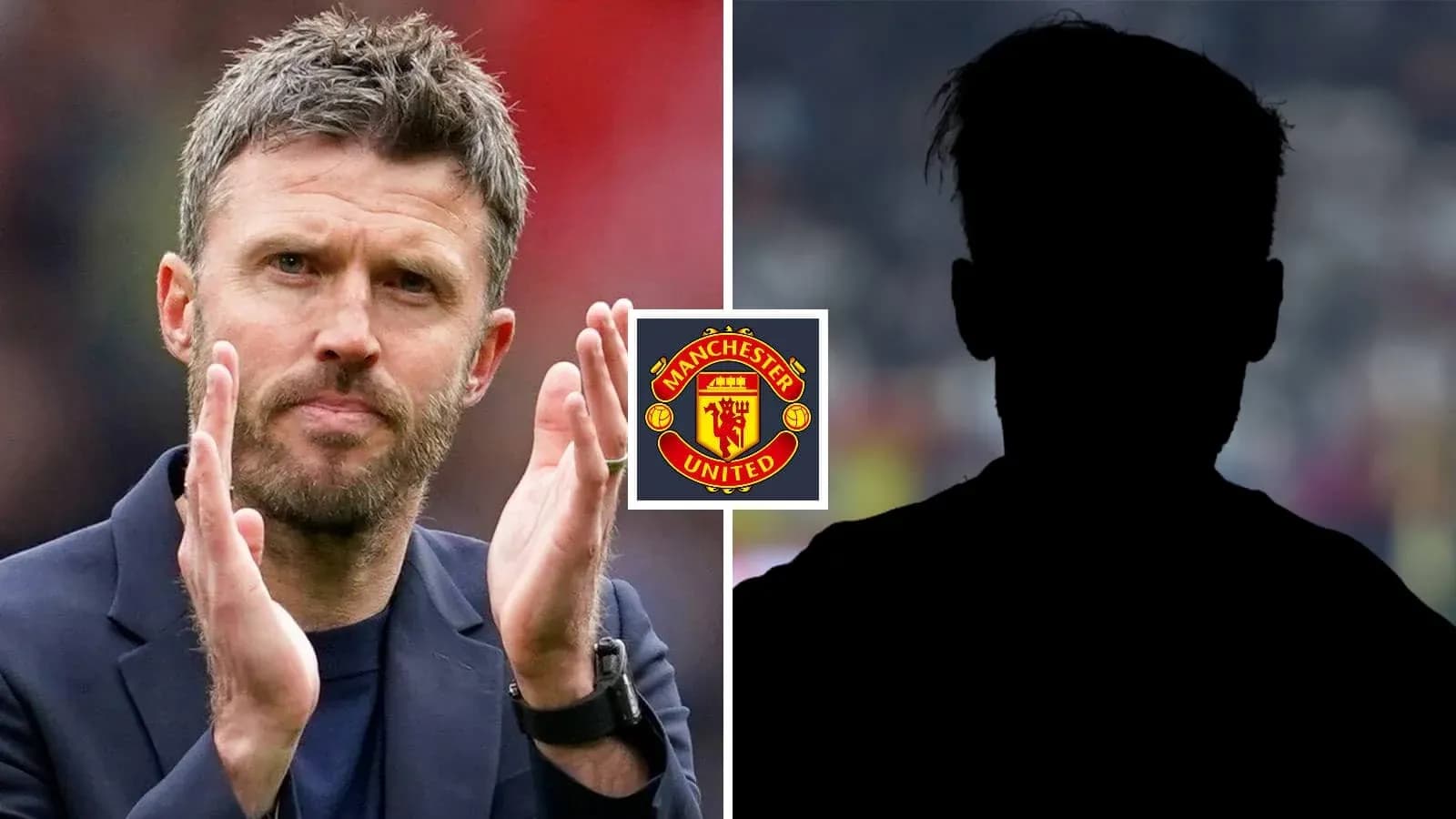 Men's football coach applauding with Manchester United logo