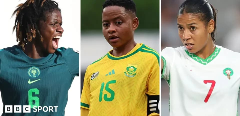 Three female football players in national team kits