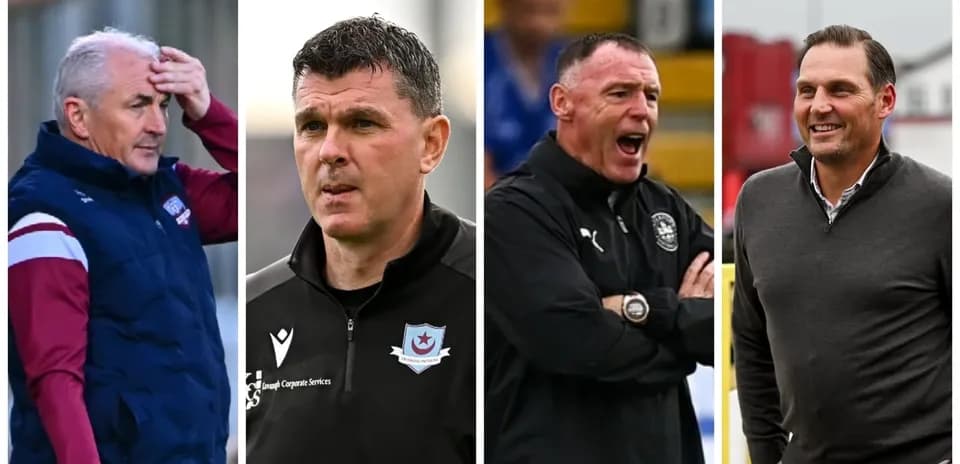 Four football coaches during various match situations