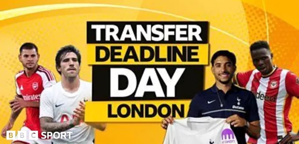Transfer deadline day graphic featuring multiple football players