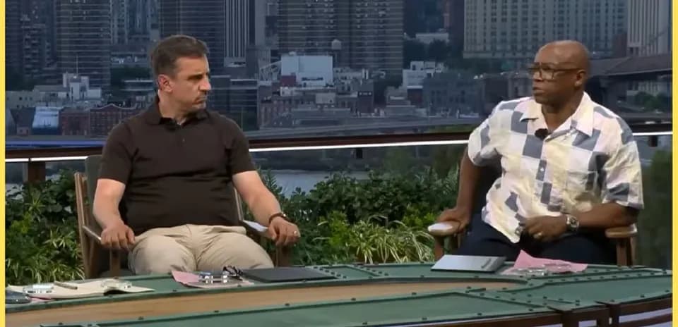Analysts discussing sports during outdoor studio segment
