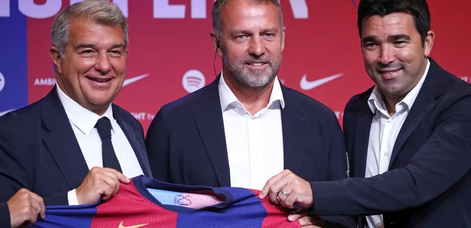 Officials presenting new FC Barcelona jersey at event