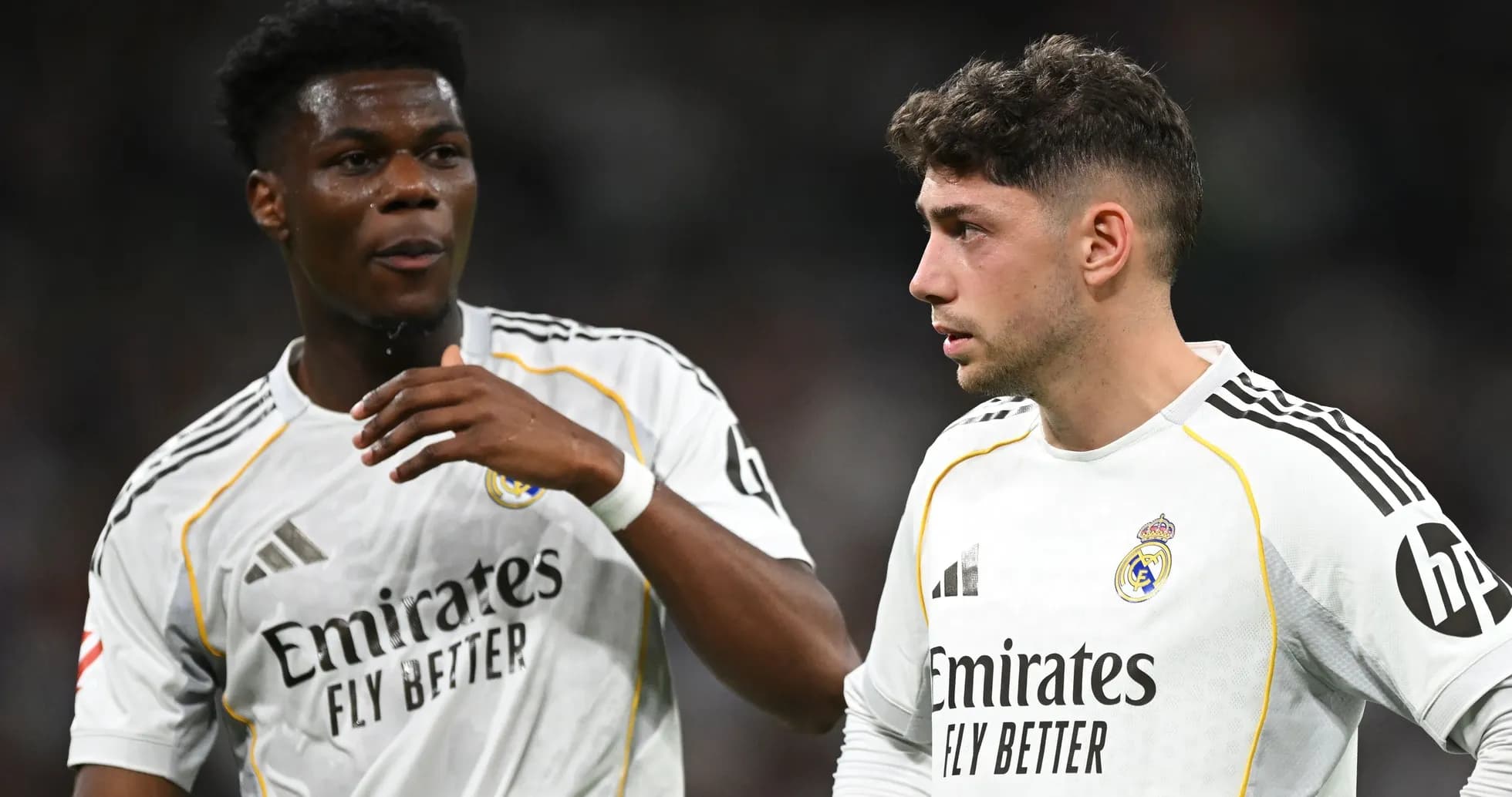 Duo of Real Madrid players discussing during match