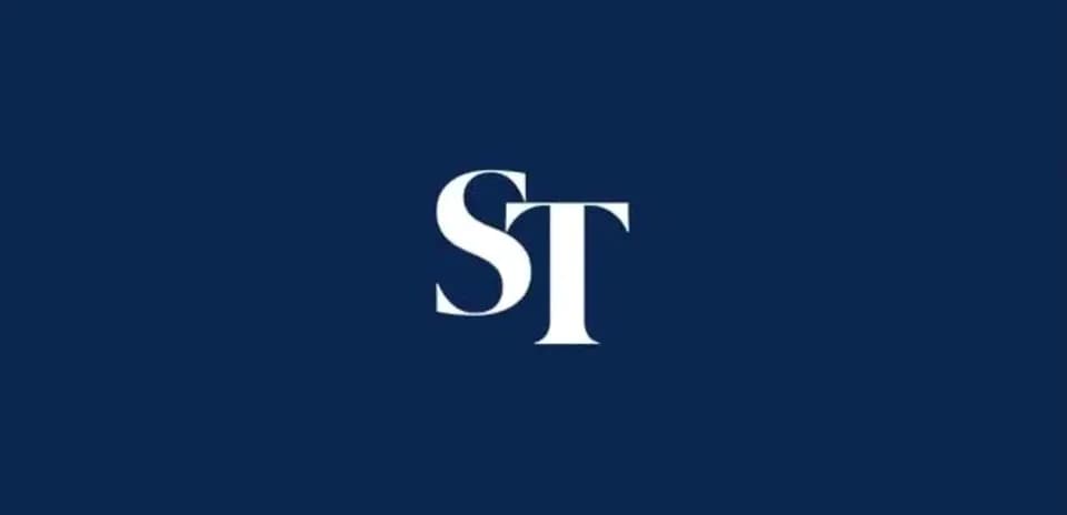 Logo of ST on a blue background