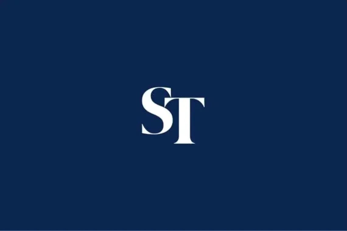 Logo of ST on a blue background