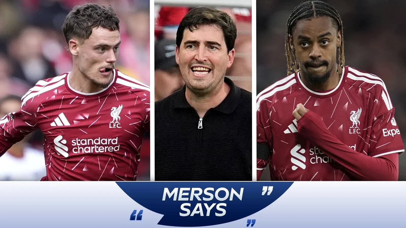 Liverpool players and coach during a match commentary