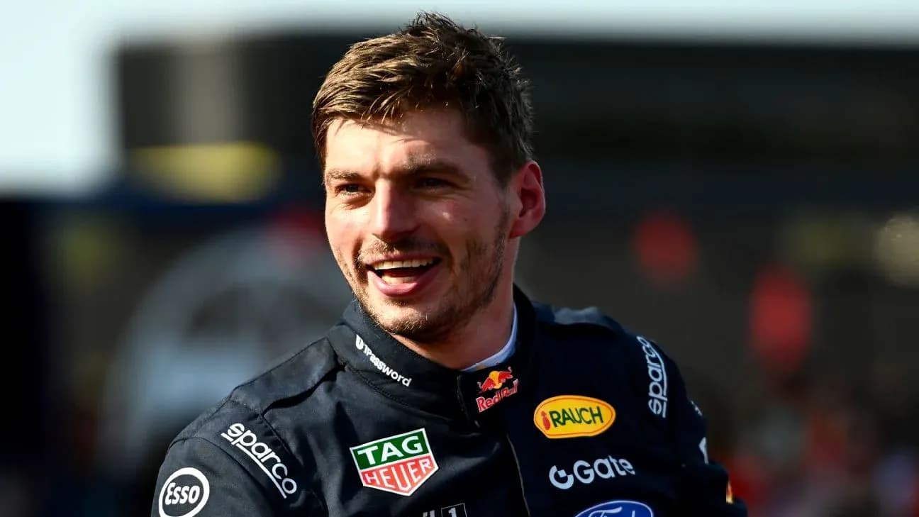 Max Verstappen celebrating after a race victory