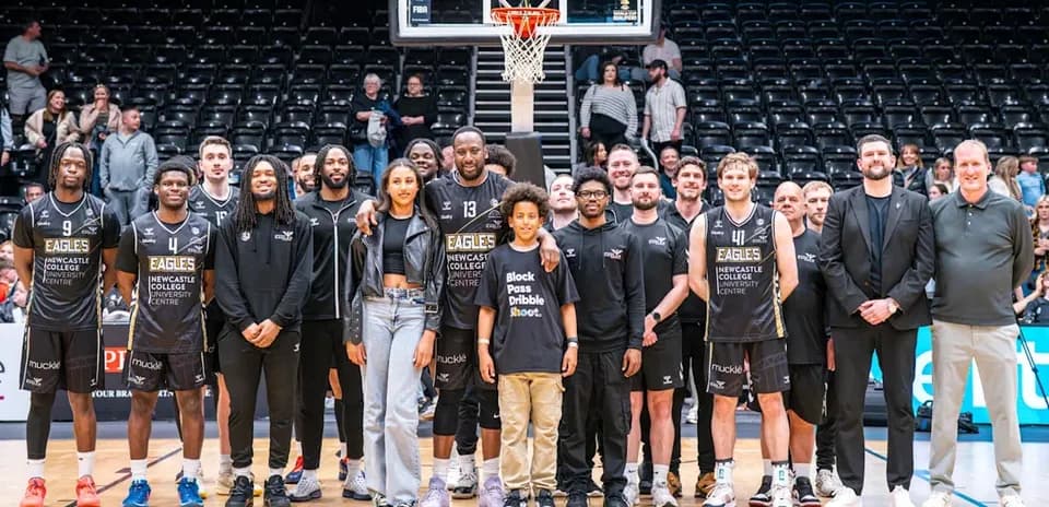 Newcastle Eagles team posing for group photo