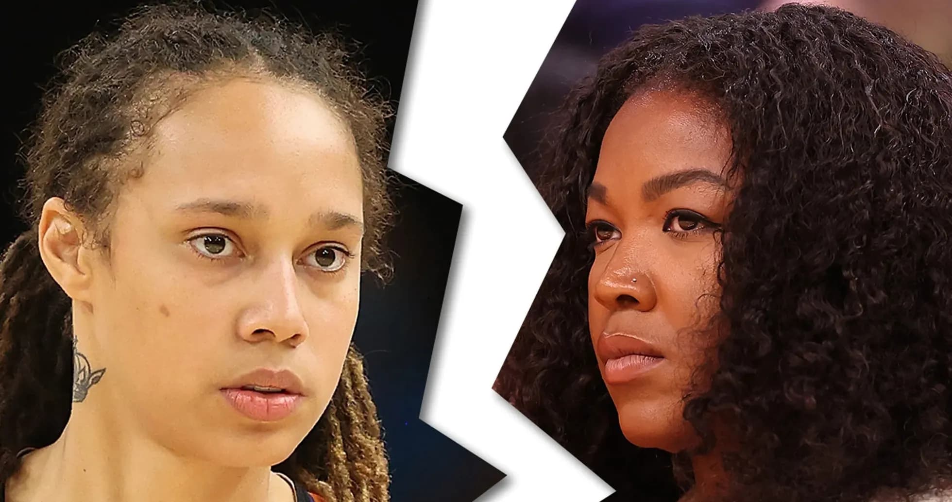 Two women with serious expressions facing each other