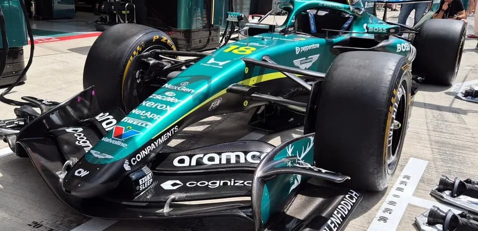 Aston Martin Formula 1 car in pit area