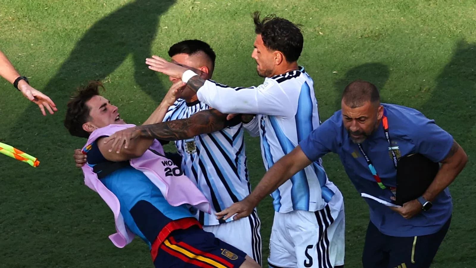 Players celebrating a goal during a match Players celebrating a goal during a match