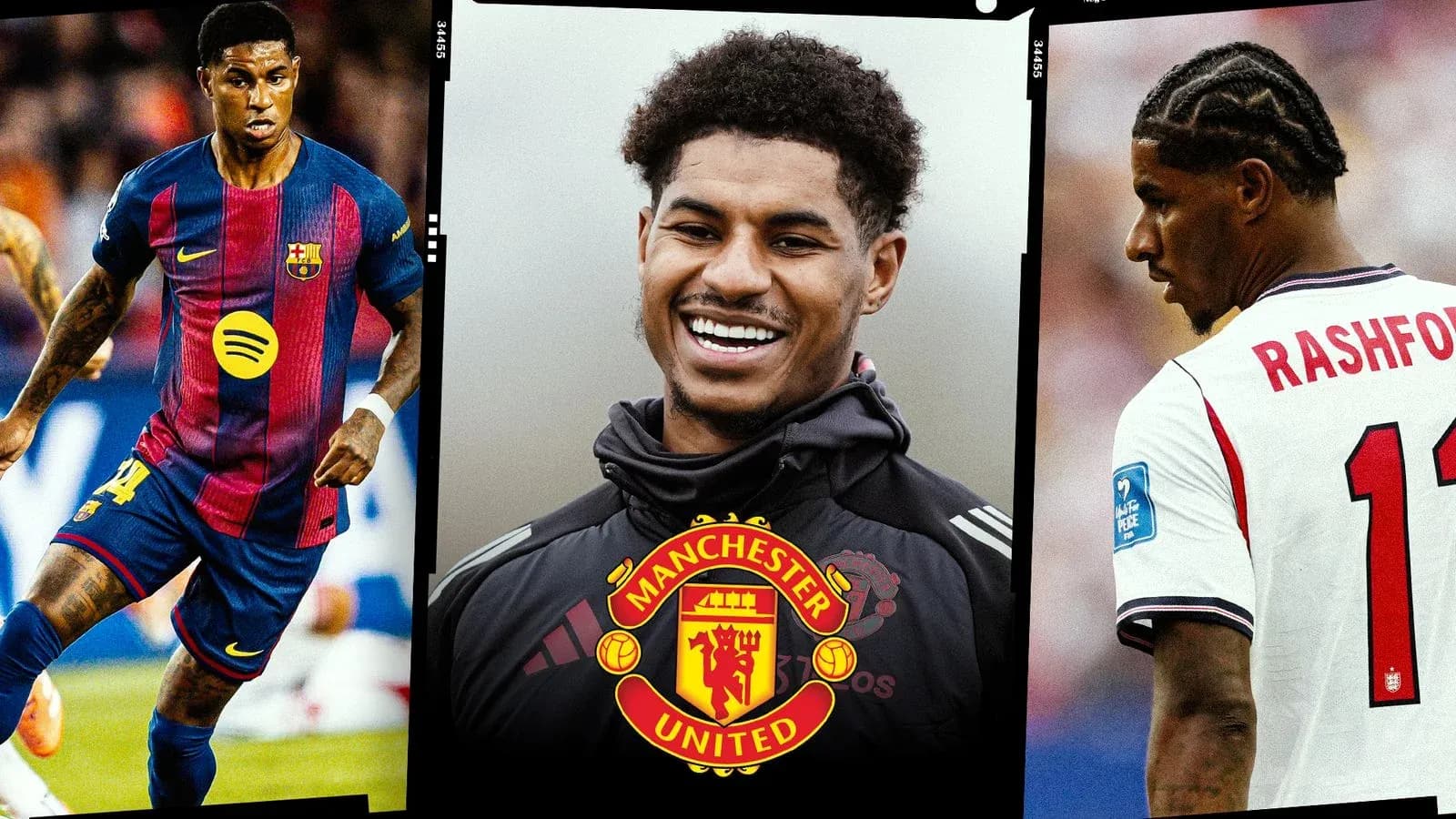 Marcus Rashford and player in Barcelona kit Marcus Rashford and player in Barcelona kit