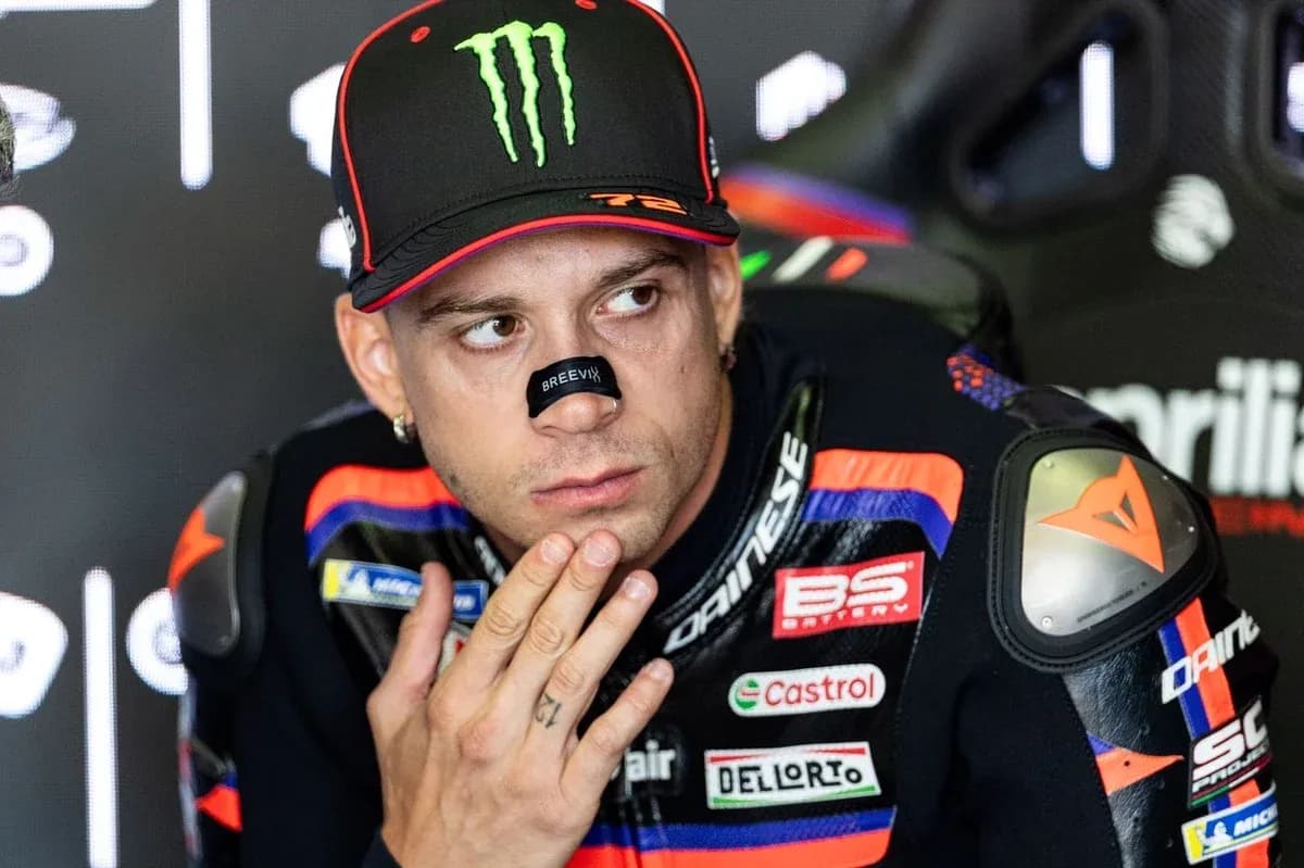 Motorsport athlete with a nose strip during interview Motorsport athlete with a nose strip during interview