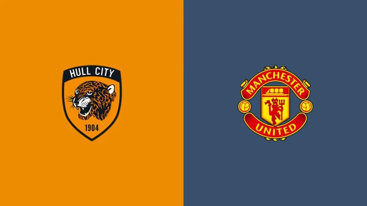 Logos of Hull City and Manchester United teams Logos of Hull City and Manchester United teams