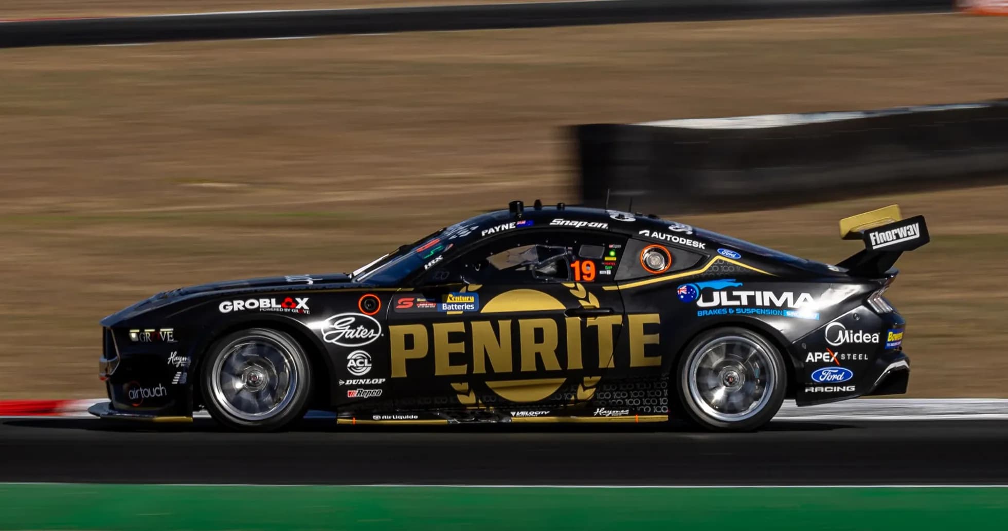 Racing car number 19 during a speed event Racing car number 19 during a speed event