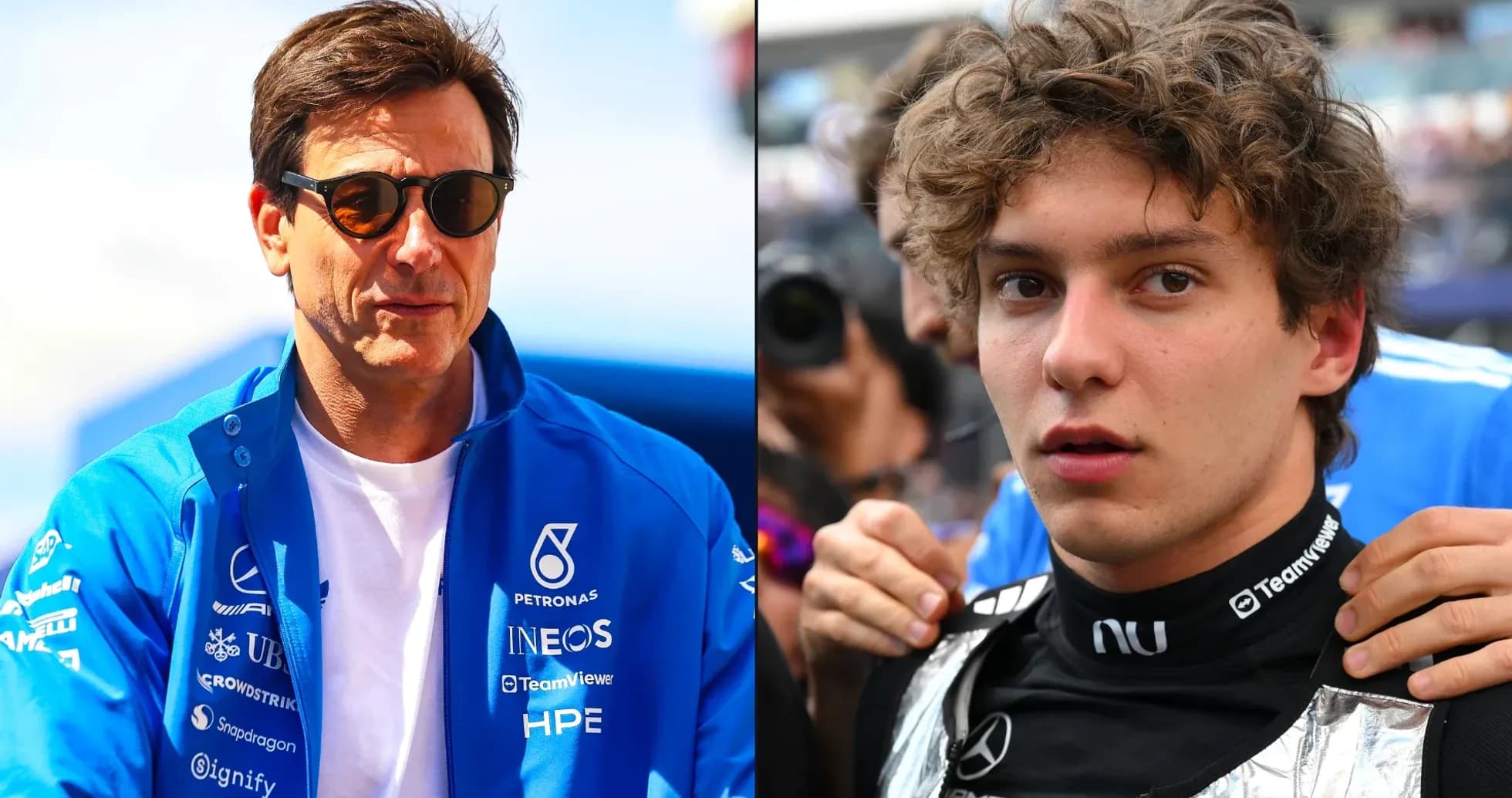 Toto Wolff and young driver preparing for race Toto Wolff and young driver preparing for race