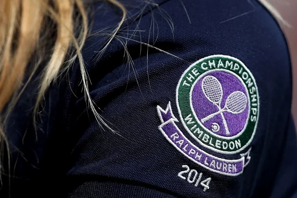 Wimbledon Championships logo on a dark jacket Wimbledon Championships logo on a dark jacket