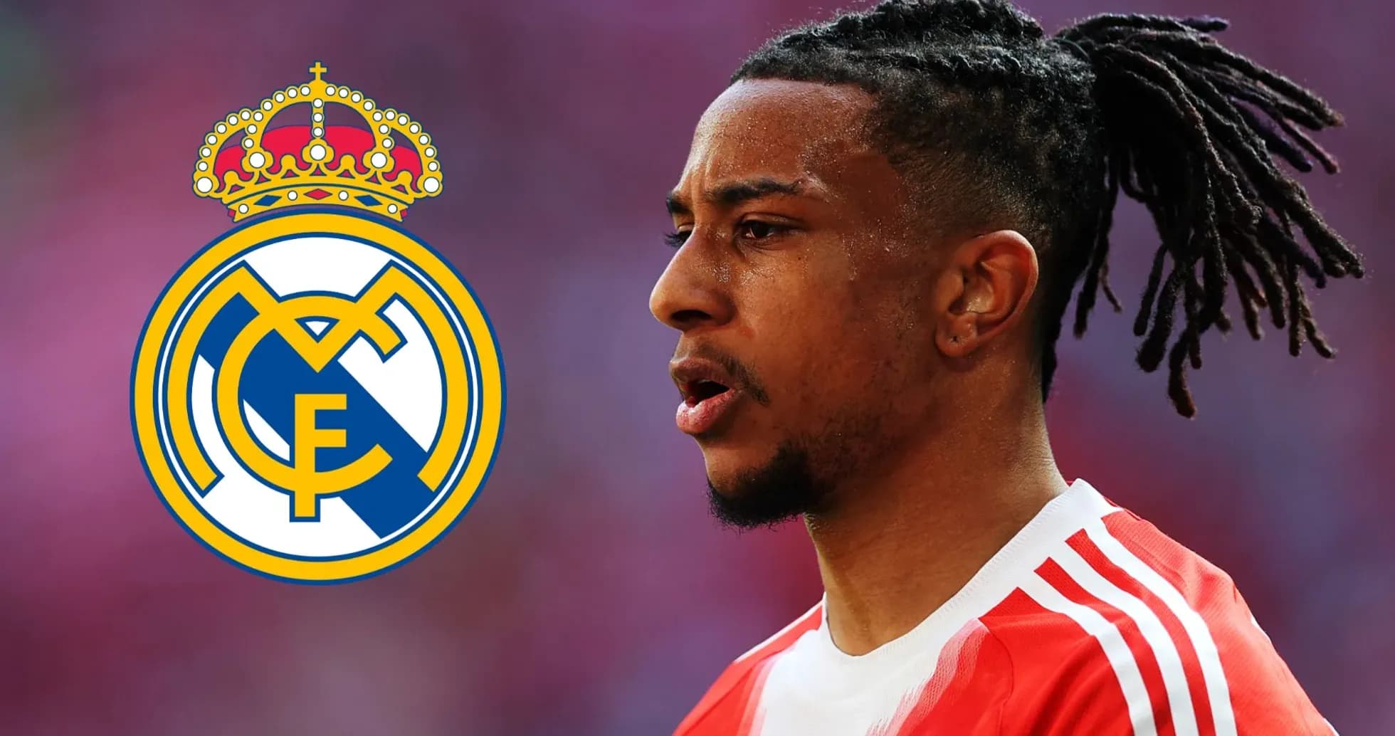 Futbolchi Real Madrid ramzini ko'rsatmoqda Futbolchi Real Madrid ramzini ko'rsatmoqda