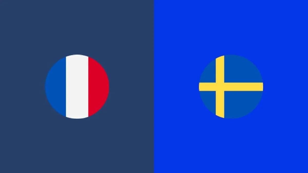 Flags of France and Sweden on blue background Flags of France and Sweden on blue background
