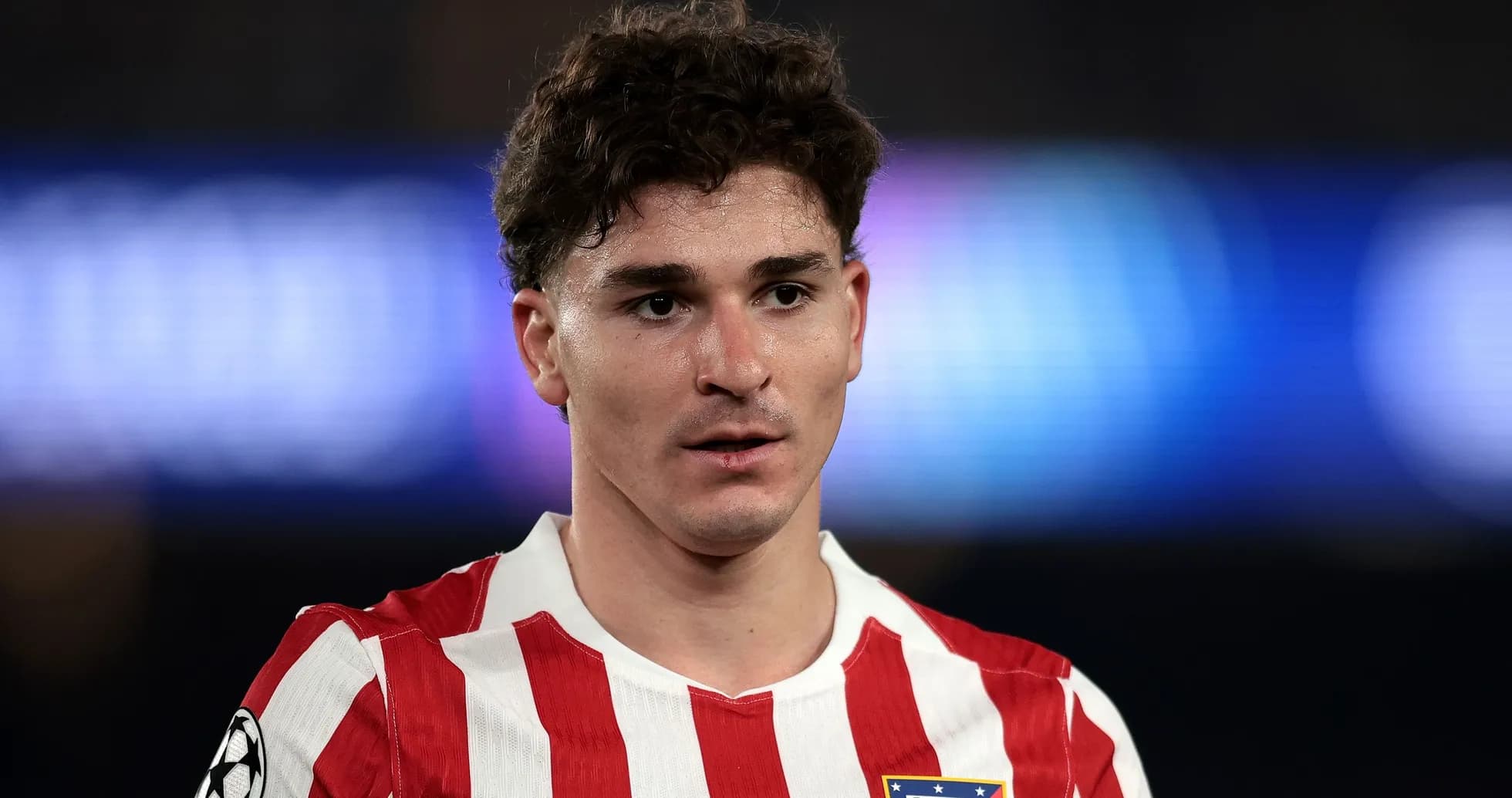 Atletico Madrid player during a match close-up Atletico Madrid player during a match close-up