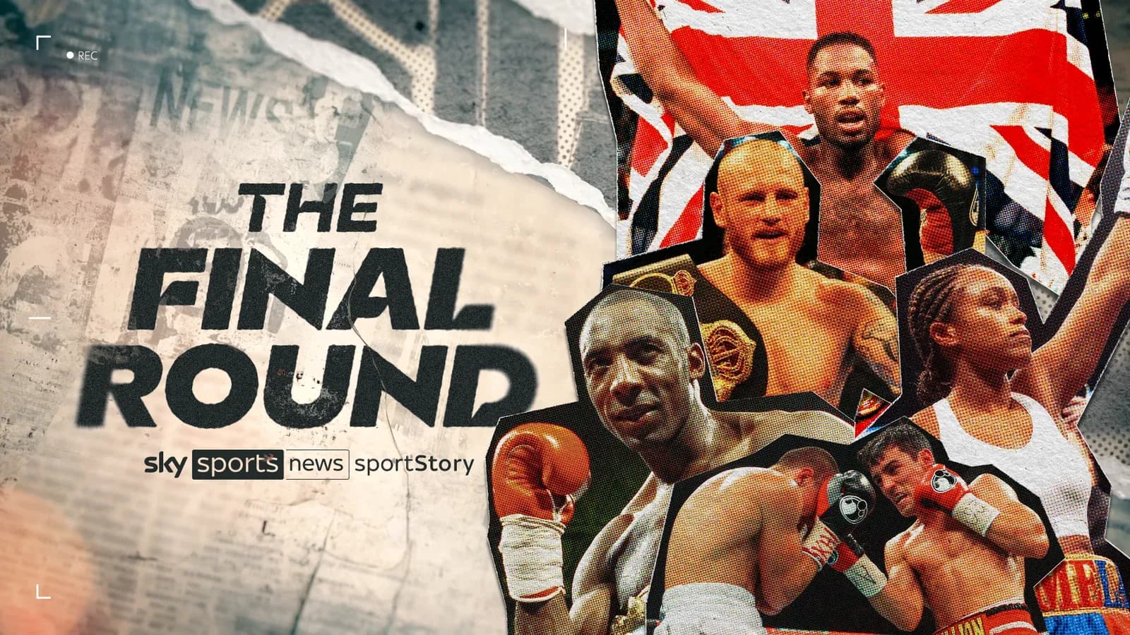 Boxing collage featuring various fighters and titles Boxing collage featuring various fighters and titles