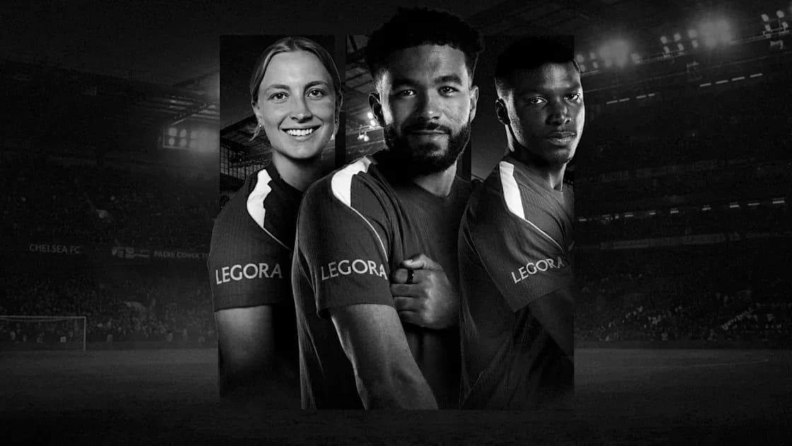 Three Chelsea FC players posing for promotional image Three Chelsea FC players posing for promotional image