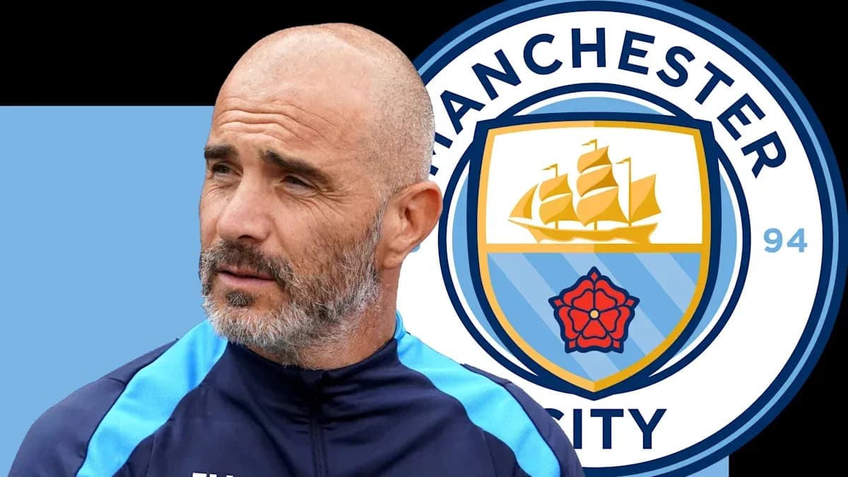 Trener Manchester City, stadion logosi bilan fon Trener Manchester City, stadion logosi bilan fon