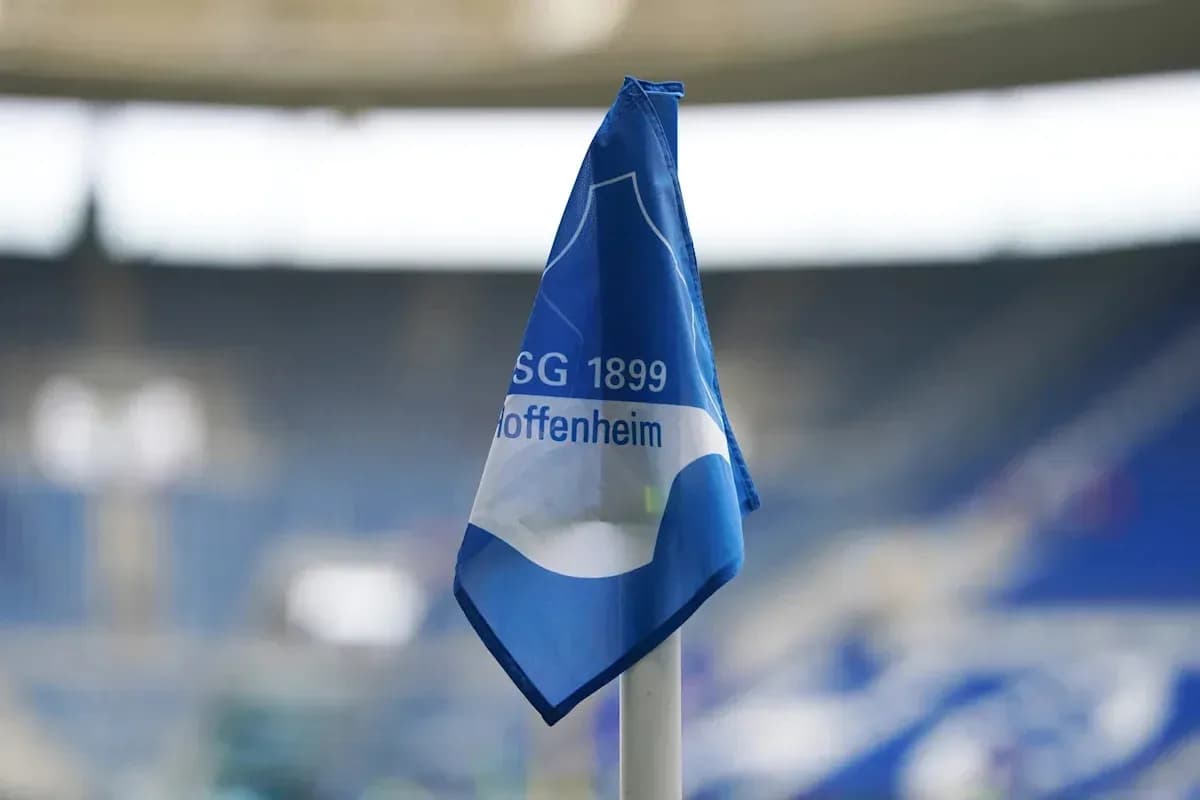 Hoffenheim flag at the corner of the pitch Hoffenheim flag at the corner of the pitch
