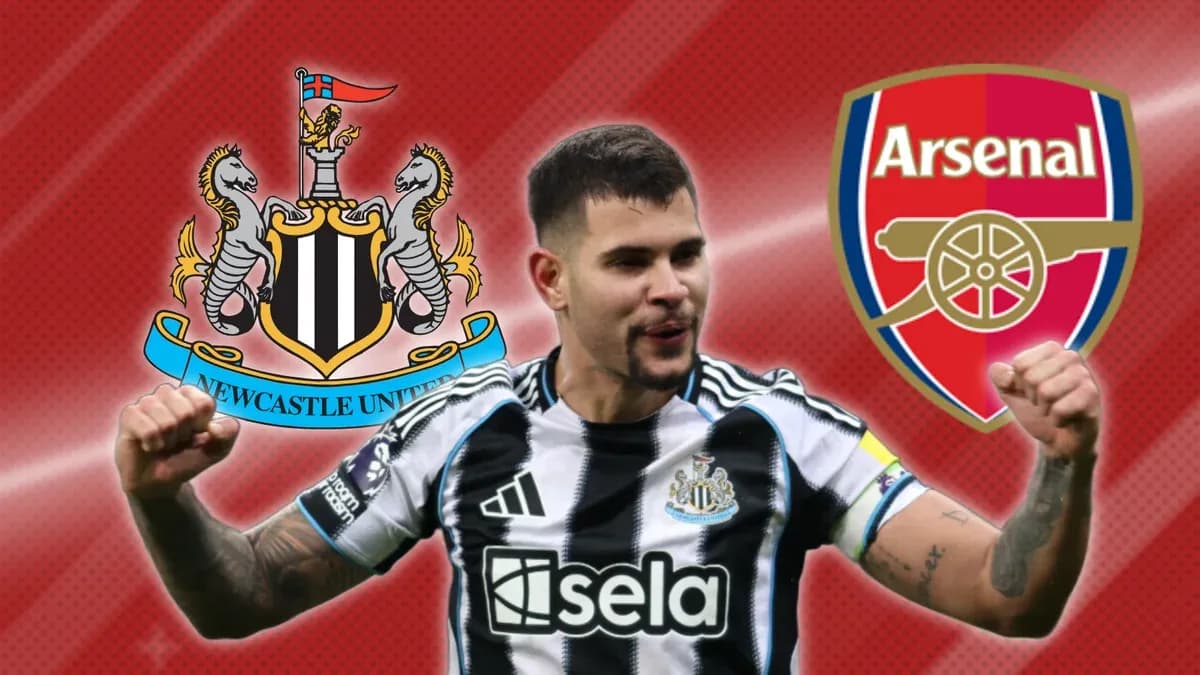 Newcastle United player celebrating with team logos Newcastle United player celebrating with team logos