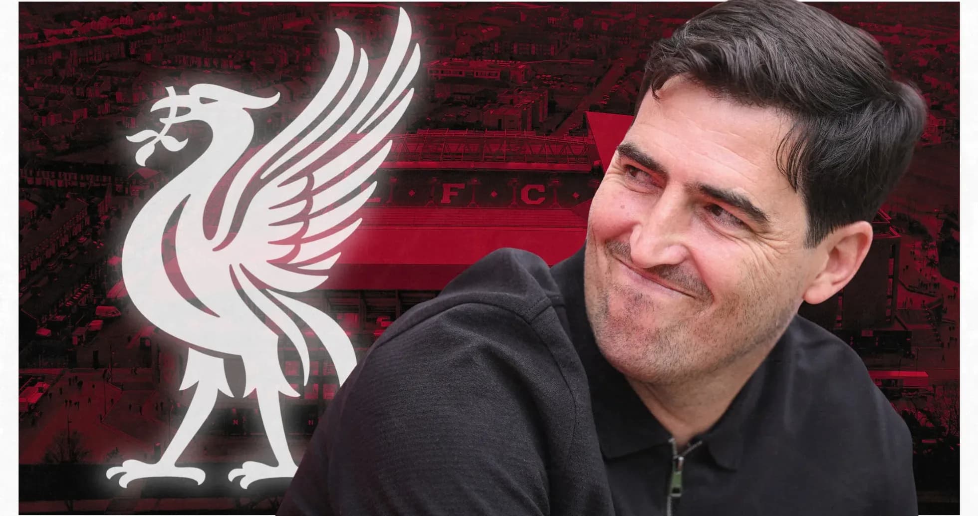 Maqsadli odamning Liverpool logosi bilan fonida Maqsadli odamning Liverpool logosi bilan fonida