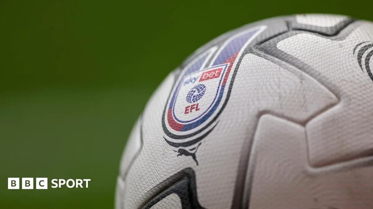 Sky Bet EFL logo on a football close-up Sky Bet EFL logo on a football close-up