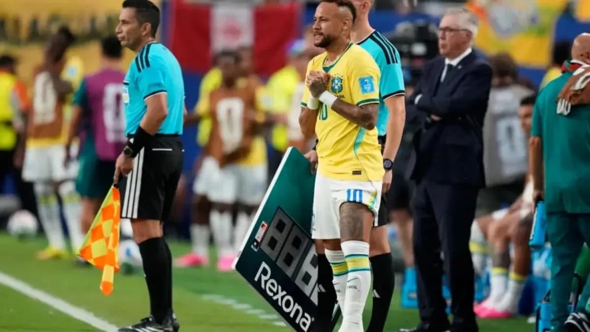 Neymar waiting to substitute during a match Neymar waiting to substitute during a match