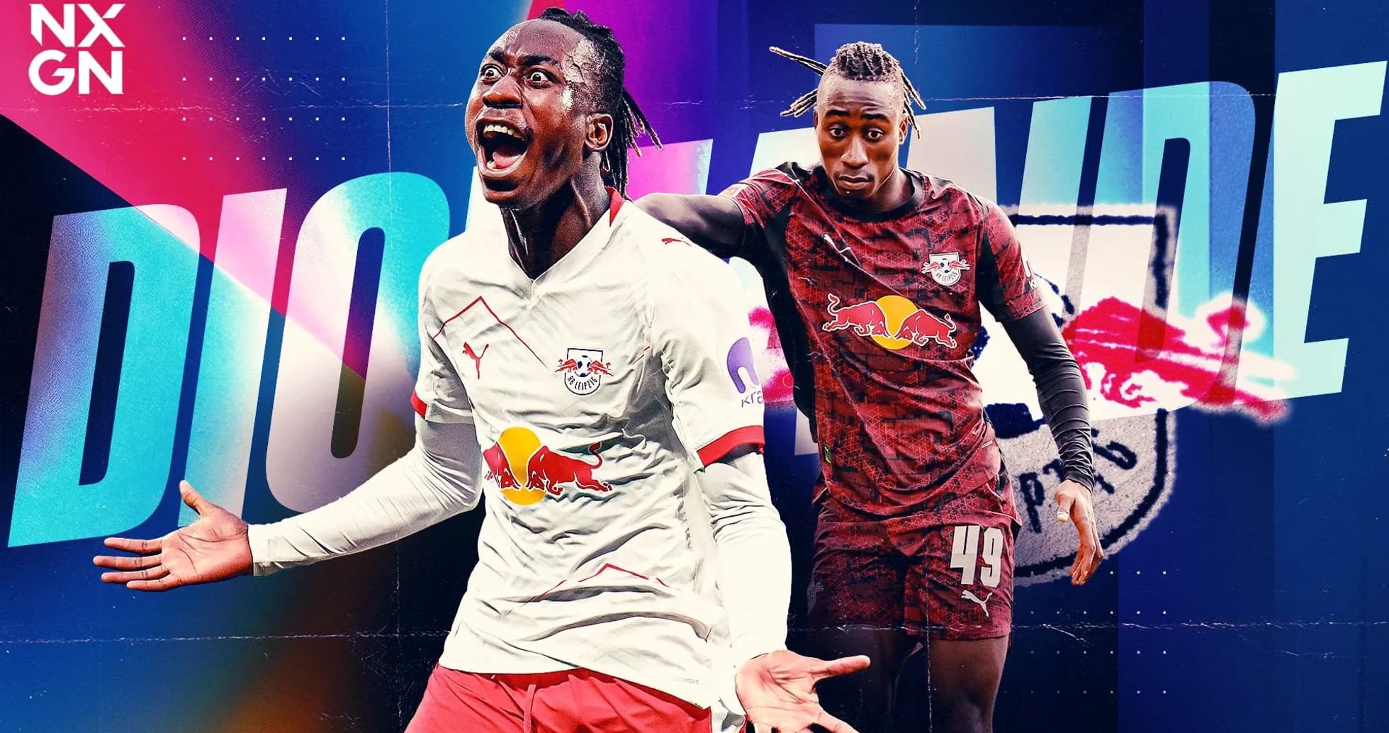 Dio Mayide celebrating in RB Leipzig kit Dio Mayide celebrating in RB Leipzig kit