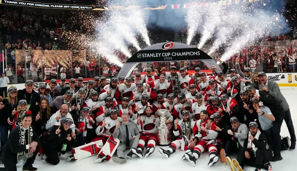 Carolina Hurricanes celebrating 2026 Stanley Cup victory Carolina Hurricanes celebrating 2026 Stanley Cup victory