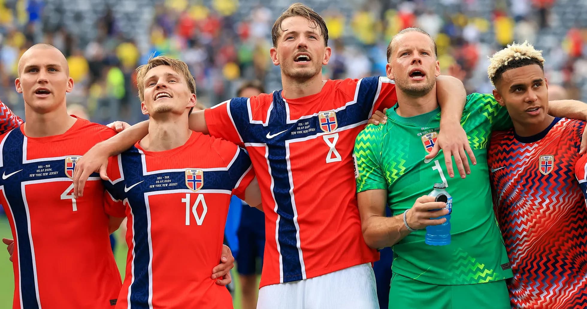 Norway players celebrating together after a match Norway players celebrating together after a match