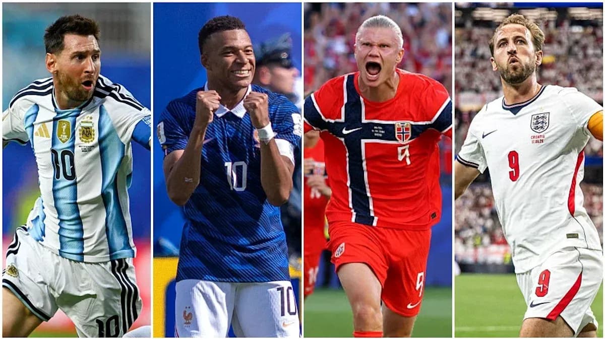 Four football players celebrating during matches Four football players celebrating during matches