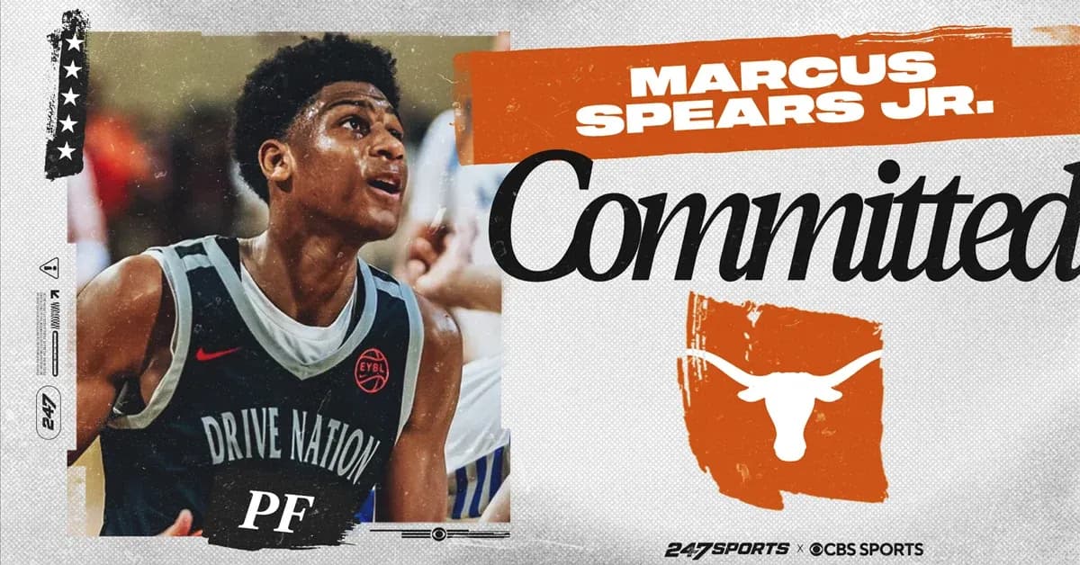 Marcus Spears Jr. in basketball uniform, committed to Texas Marcus Spears Jr. in basketball uniform, committed to Texas