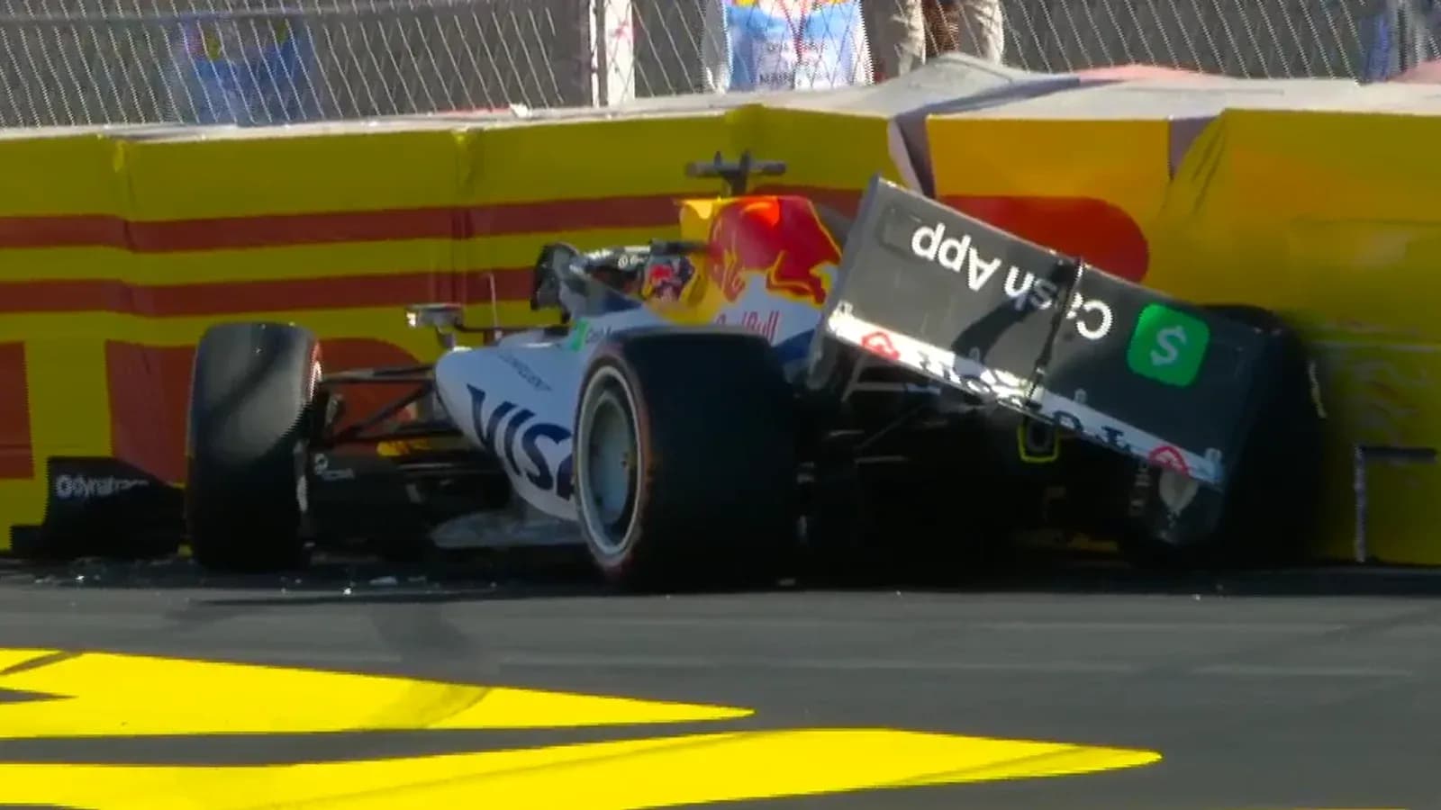 Formula 1 car crashed into safety barrier Formula 1 car crashed into safety barrier
