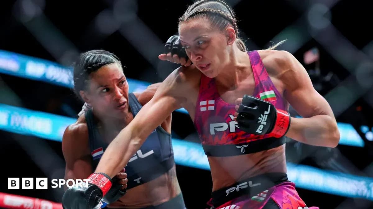Two fighters competing in a mixed martial arts match Two fighters competing in a mixed martial arts match