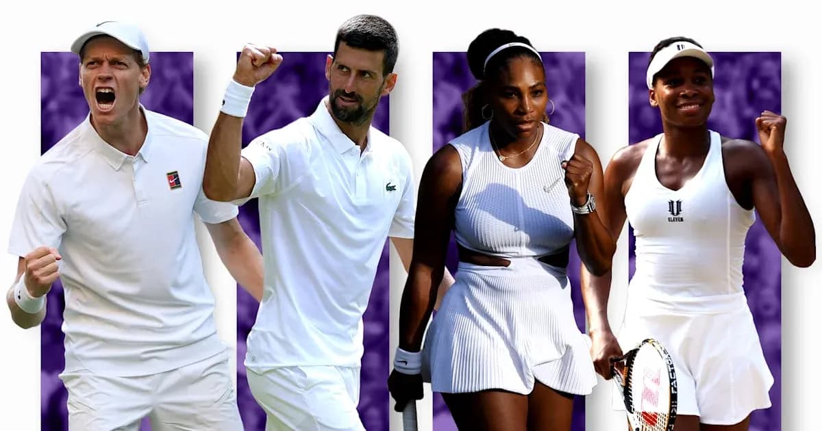 Four tennis players celebrating on a colorful background Four tennis players celebrating on a colorful background