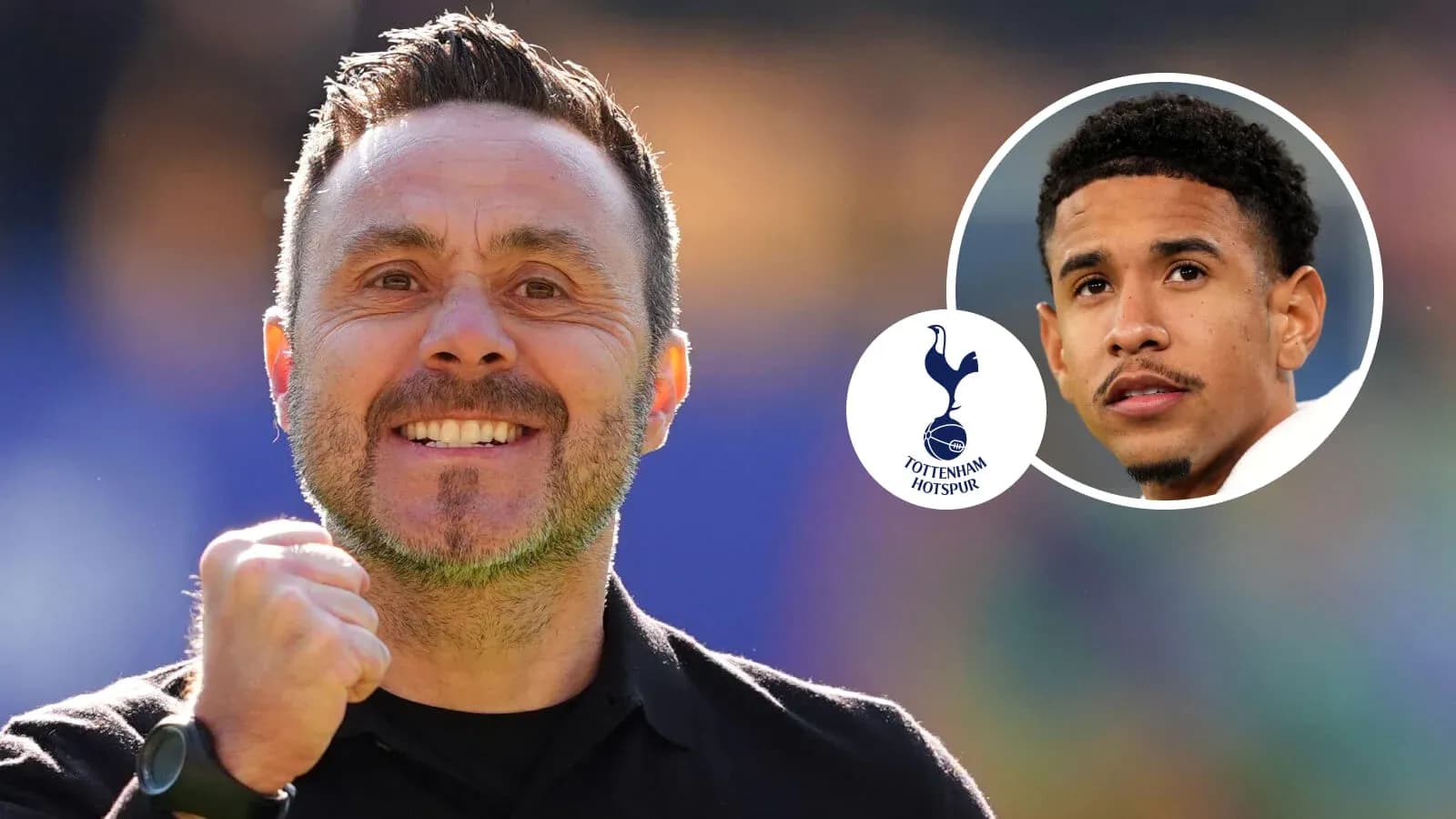 Tottenham manager celebrating with player in background Tottenham manager celebrating with player in background