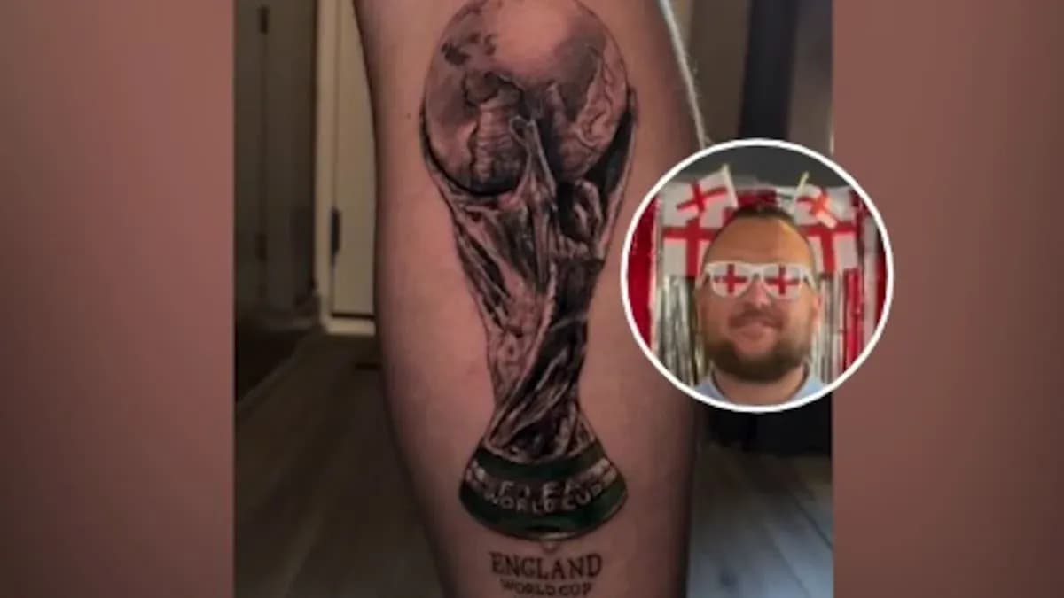 Tatoo of FIFA World Cup trophy on leg Tatoo of FIFA World Cup trophy on leg